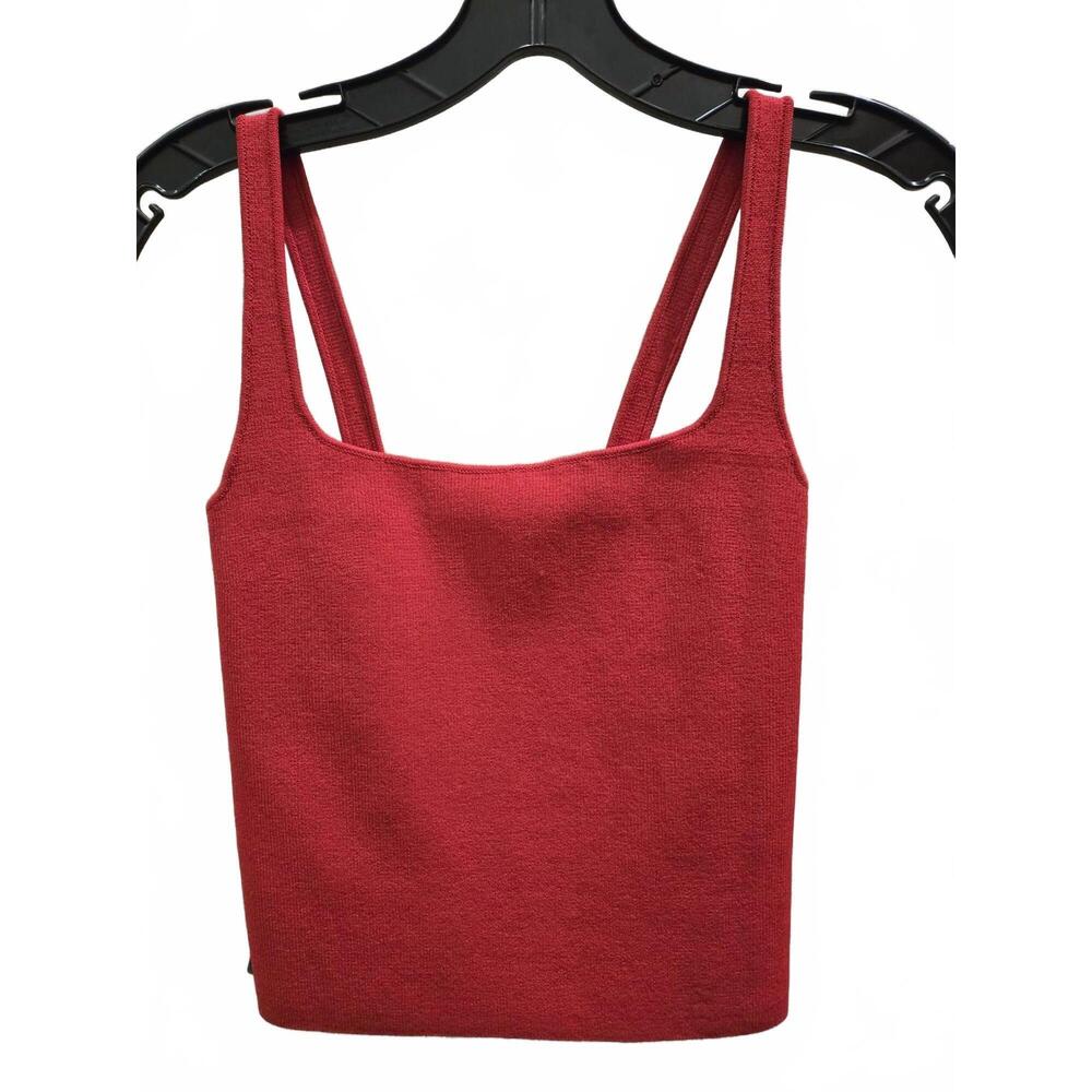 NEW SCANLAN THEODORE women's crepe knit square camisole in red